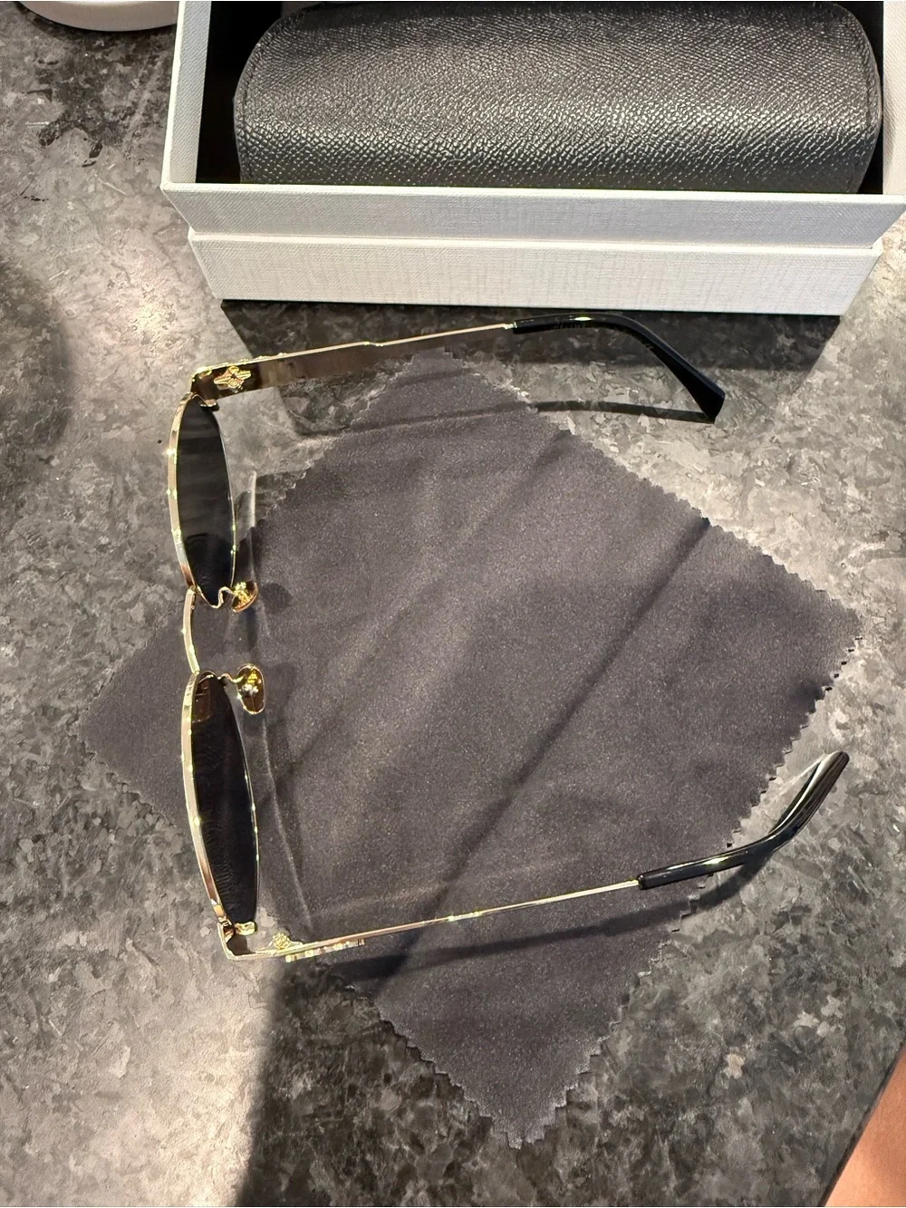 Gold Frame Black Lens Sunglasses